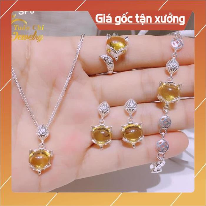 Set Hồ Ly Bạc 🍁 SALE SỐC 🍁 Bộ Trang Sức Hồ Ly Bạc Cao Cấp Kết Hợp Đá Phong Thủy Theo Mệnh Mang Lại May Mắn FREE SHIP