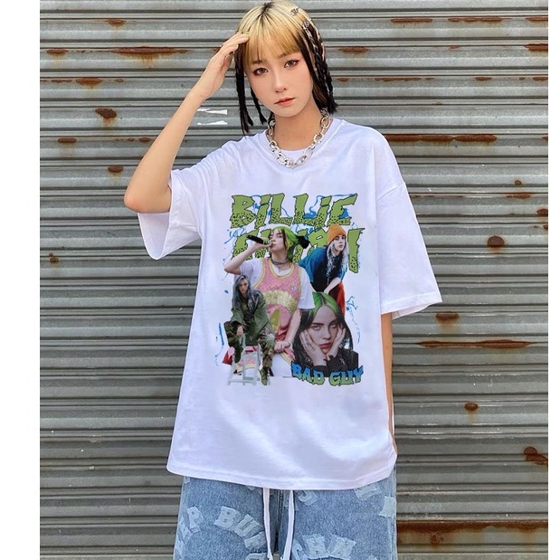 Áo thun Billie Eilish form rộng tay lỡ, áo phông vải cotton in hoạt tiết rapper hiphop | BigBuy360 - bigbuy360.vn