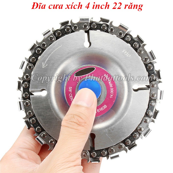 Đĩa Cưa Xích 4 inch 22 Răng Lắp Cho Các Dòng Máy Mài Cắt Cầm Tay-Cưa Cắt Và Điêu Khắc Trên Gỗ