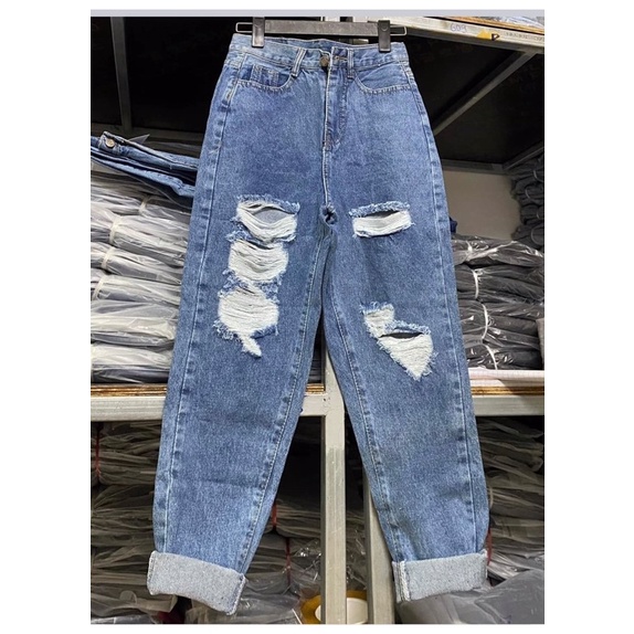 QUẦN BAGGY JEAN NỮ RÁCH CÁ TÍNH, CHẤT LIỆU JEAN MỀM TỪ TIQI.JEAN1988