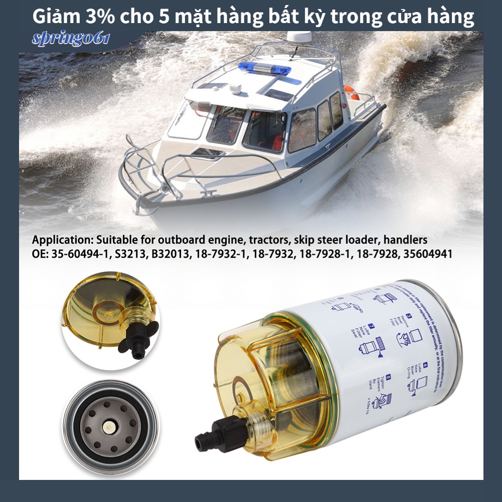 Bộ tách nước nhiên liệu S3213 18‑7928 lọc bên ngoài cho động cơ thuyền Marine