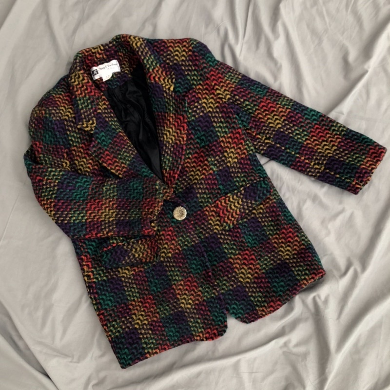 Blazer vintage dạ kẻ caro (BLA025)