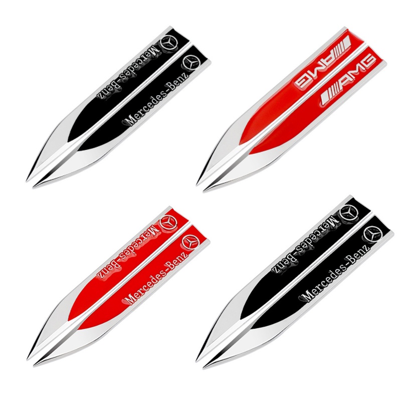 FENDER Bộ 2 Miếng Dán Trang Trí Tấm Chắn Bùn Bằng Kim Loại 3D Cho AMG A B C E S Class W124 W210 W204 W203 W211