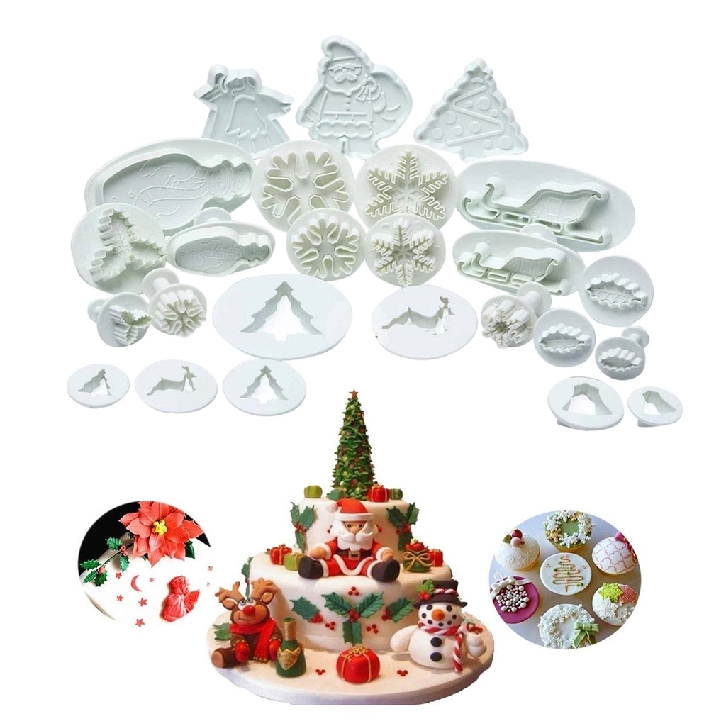 On sale DIY Hot Cocoa Cake Mold Christmas Fondant Cake Decoration Printing Mold Set