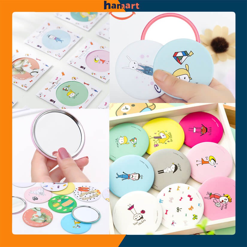 Gương Cầm Tay Mini Cute 7CM Gương Bỏ Túi Trang Điểm Hàn Quốc Đa Sắc Dễ Thương