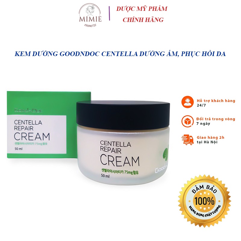 [CHÍNH HÃNG] Kem Dưỡng Rau Má GoodnDoc Dưỡng Ẩm, Phục Hồi Da, Giảm Thâm Nám - GoodnDoc Centella Repair Cream 50ml