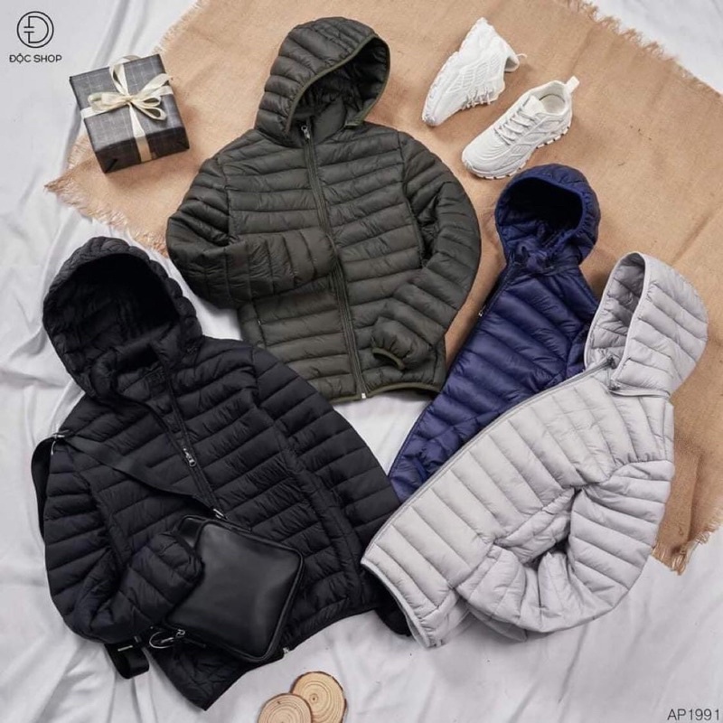 Áo Khoác Phao Nam 3 Lớp Chần Lông Vũ Logo Ngực Nón Tháo Rời Đi Mưa Cản Gió Đông Lạnh Siêu Bền Hàng Cao Cấp Loại 1