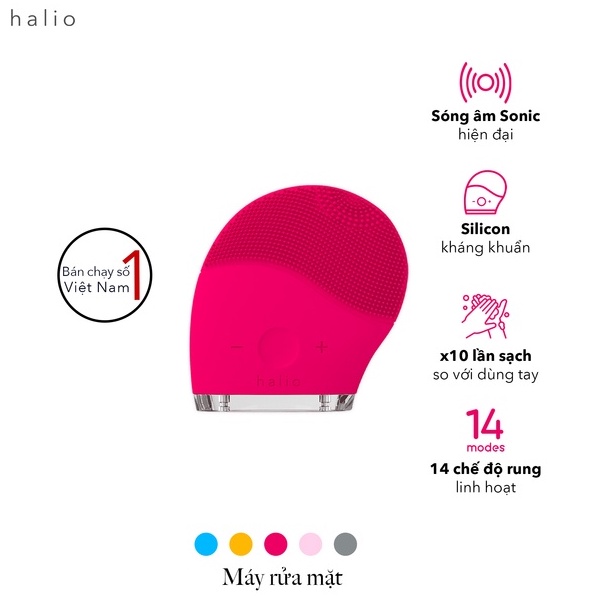 [HB Topup Gift] Máy Rửa Mặt Halio Facial Cleansing & Massaging Device - Hot Pink