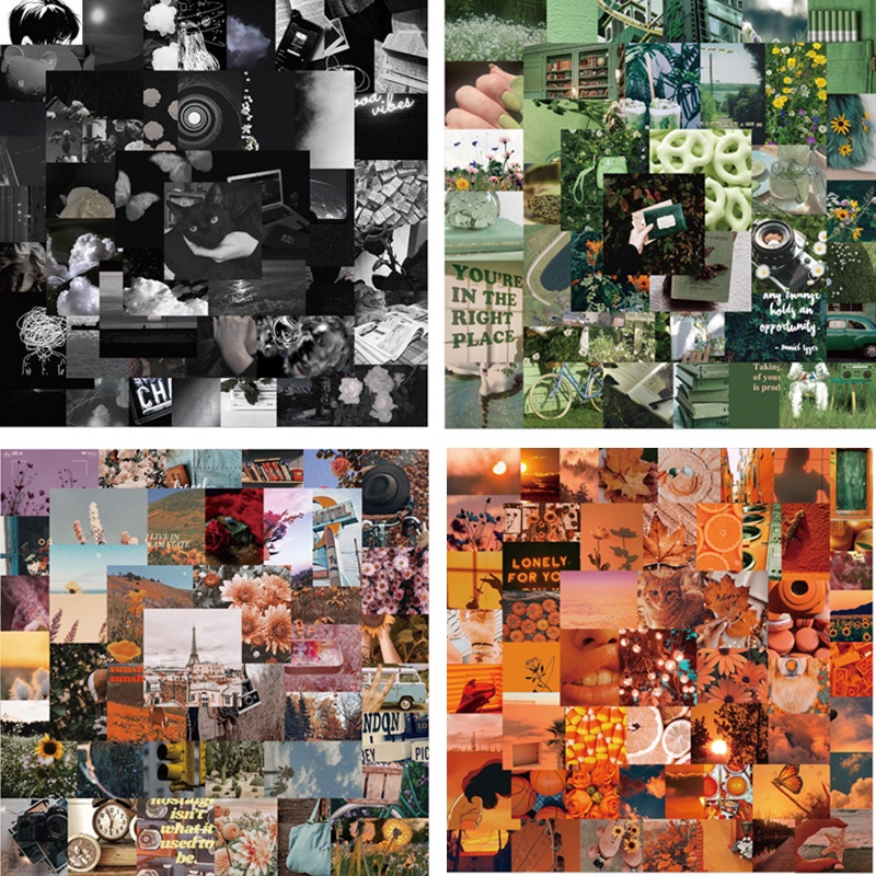 50 Nhãn dán trang trí sổ tay hình phong cảnh graffiti DIY dễ thương