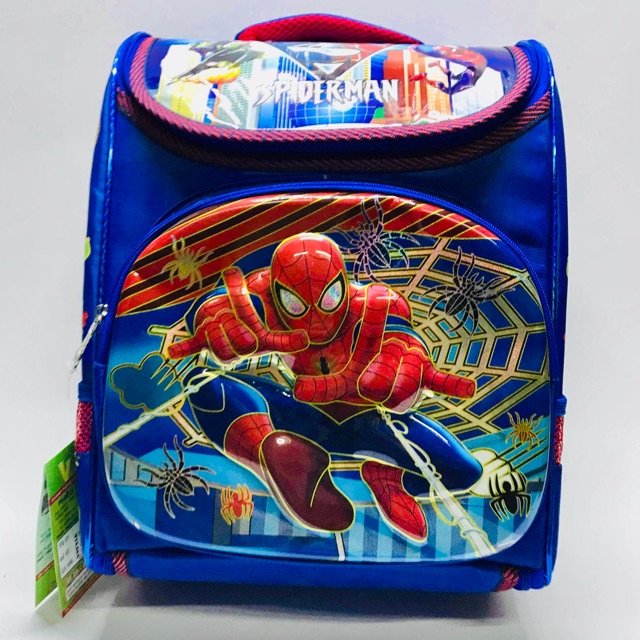 Ba lô - cặp học sinh siêu nhẹ chống gù lưng cho bé trai cấp 1 hình Siêu nhân nhện Spiderman nổi VSTYLE