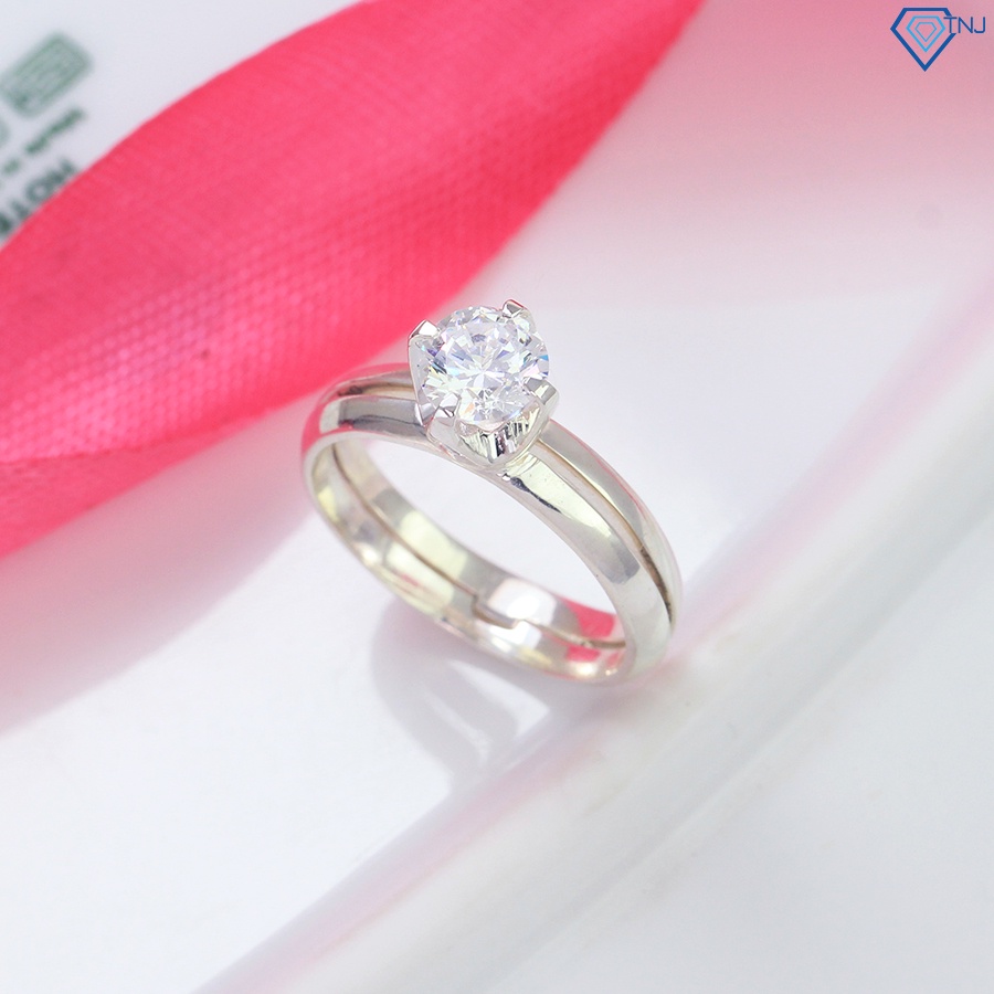 Nhẫn bạc nữ đẹp đính đá khắc tên NN0332 - Trang Sức TNJ