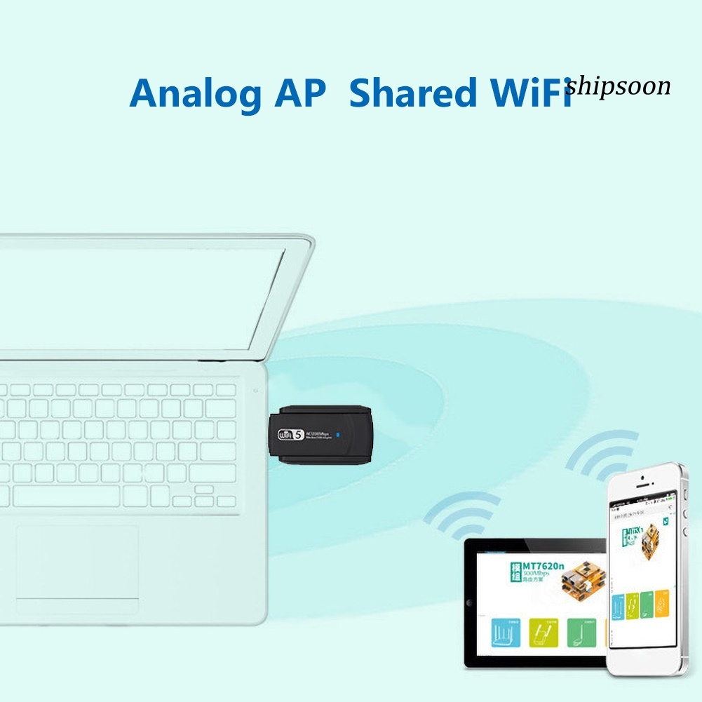 Ăng Ten Thu Sóng Wifi Băng Tần Kép Cổng Usb 3.0 Ssn - 1200mbps 2.4 / 5g | BigBuy360 - bigbuy360.vn