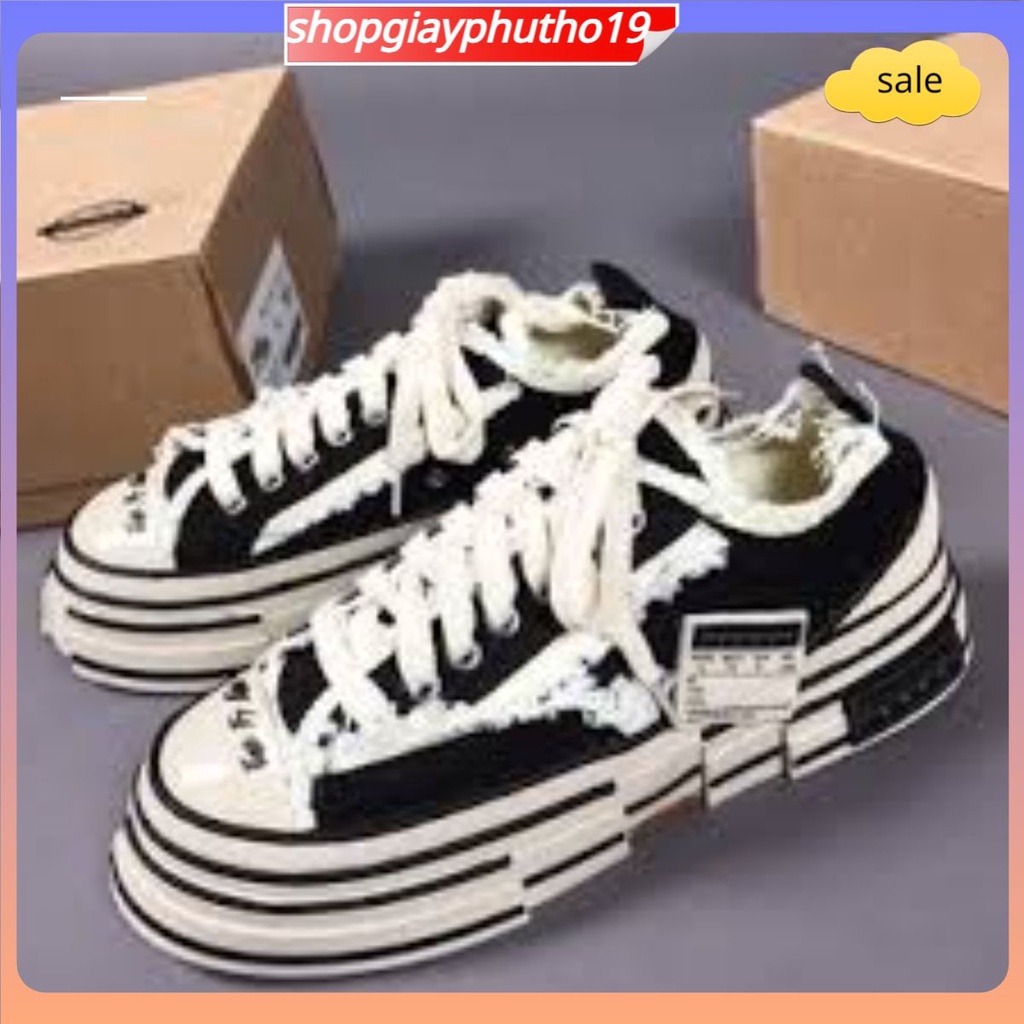✅shopgiayphutho19✅XVESSEL.,Giày xvessel rách đế gỗ nam nữ đế cao 3,5-4cm full hộp