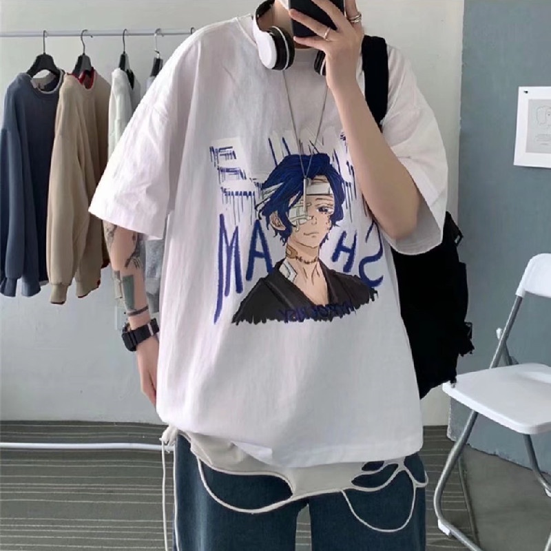 Áo Thun Dáng Rộng In Họa Tiết Hoạt Hình Phong Cách Nhật Bản Thời Trang Mùa Hè Cho Nam