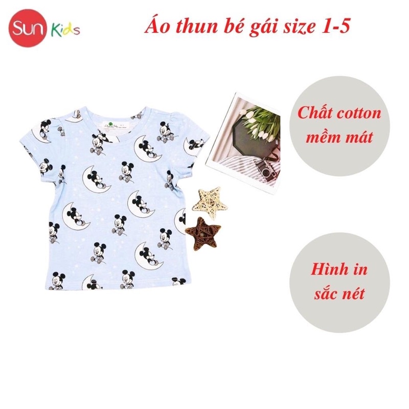 Áo thun cho bé gái, áo phông bé gái chất cotton mềm mát, size 1 - 5 tuổi - SUNKIDS1