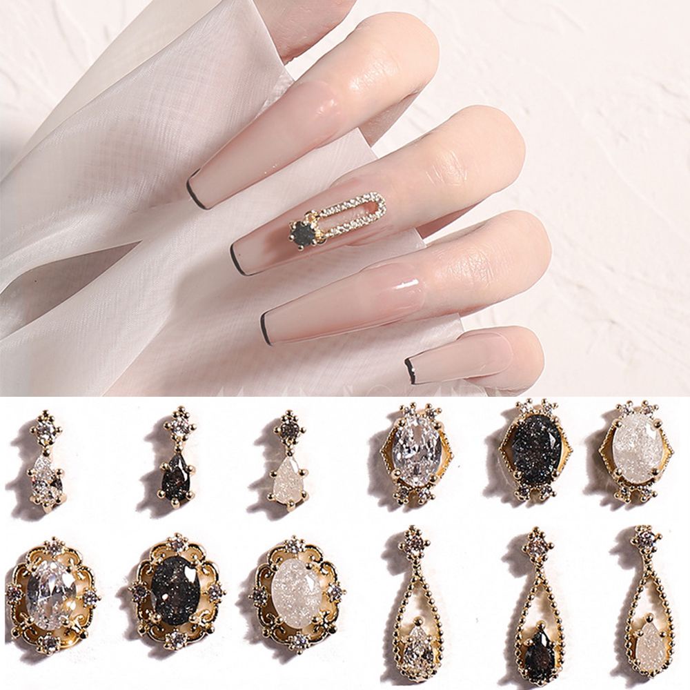 [Hàng mới về] Phụ kiện trang trí móng tay diy hình giọt nước màu đen 3D