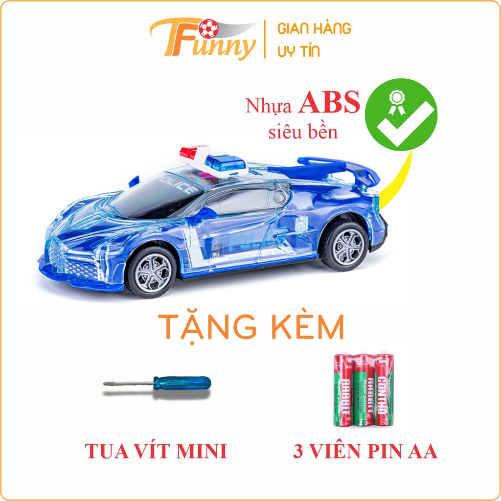Đồ Chơi Ô Tô Cảnh Sát Phát Nhạc Phát Sáng, Tránh Vật Cản, T Funny, Nhựa ABS Siêu Bền, An Toàn