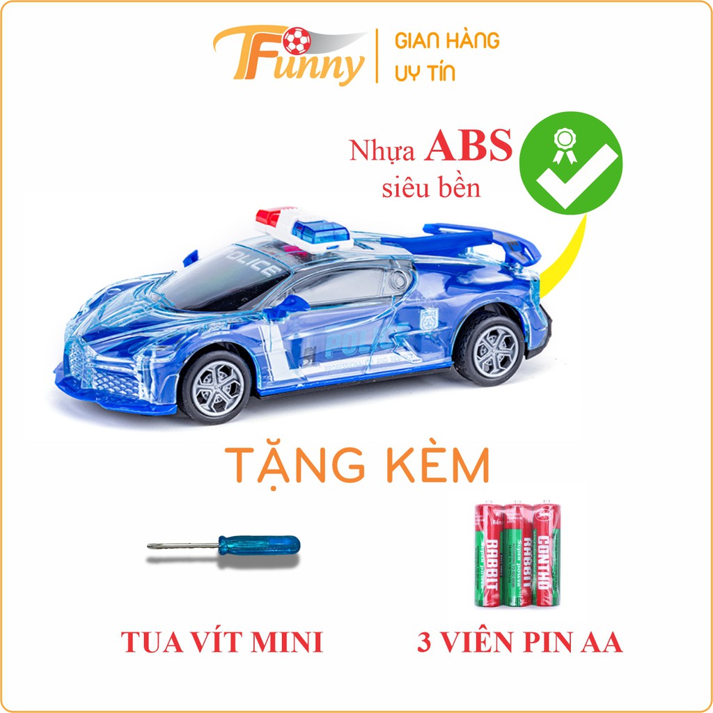 Ô Tô Cảnh Sát Phát Nhạc Phát Sáng, Tránh Vật Cản, T Funny, Nhựa ABS Siêu Bền, An Toàn