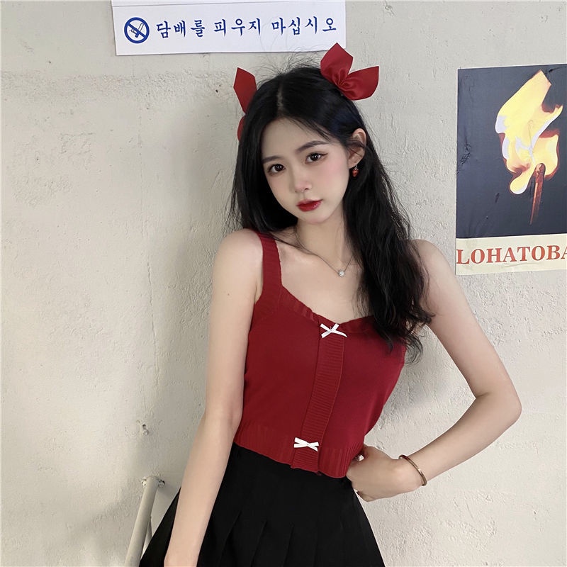 Áo Hai Dây Dệt Kim Hở Lưng Phong Cách retro Cho Nữ áo vest nữ NZ-BX-03