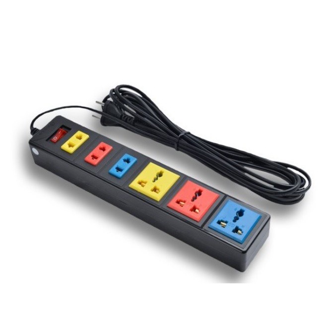 Ổ cắm Vinakip 6 ngả đa năng liền dây OC41, OC42, OC43 nhíp đồng, dây dài 2.5 - 5m, có đèn báo, công tắc - Cao Minh Shop