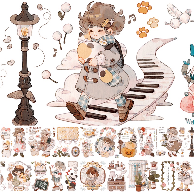 Đoạn chiết hình dán washi tape kỳ nghỉ vui vẻ