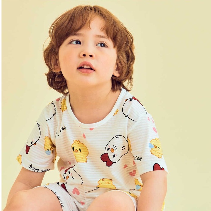 Bộ Ngắn Cao Cấp Cho Bé Nội Địa Hàn Quốc Của Hãng Ttasom, Chất Cotton Giấy Organic, Mẫu Con Gà
