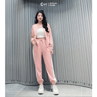 Bộ thể thao phối sườn cúc dập CCHAT