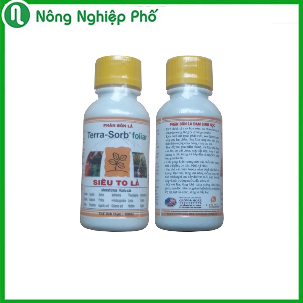 Phân bón lá Terra Sorb Foliar siêu to lá, thúc đẩy cây trồng sinh trưởng - Chai 100ml