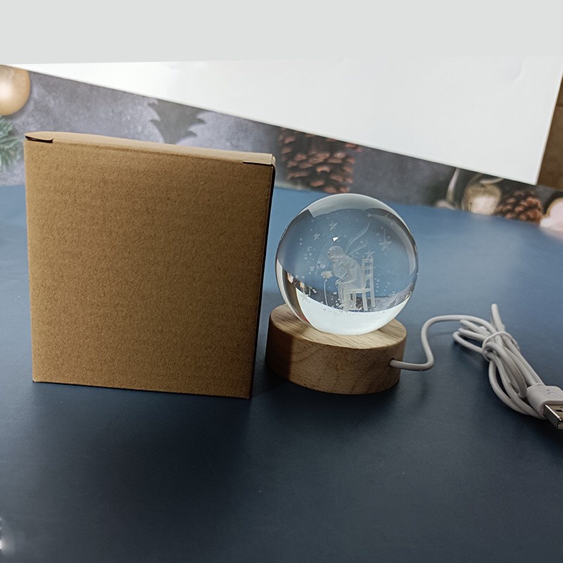 Đèn Ngủ 3D tặng kèm đế đèn, Quả Cầu Pha Lê Phát Sáng, Quà Tặng Sinh Nhật, Quà Lưu Niệm, Qùa Tặng Giáng Sinh