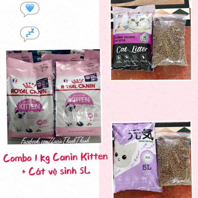 [Freeship HCM] Combo 1 kg hạt Canin Kitten + 1 bịch cát vệ sinh Petland/HappyCat 5L/Cát Nhật 8L
