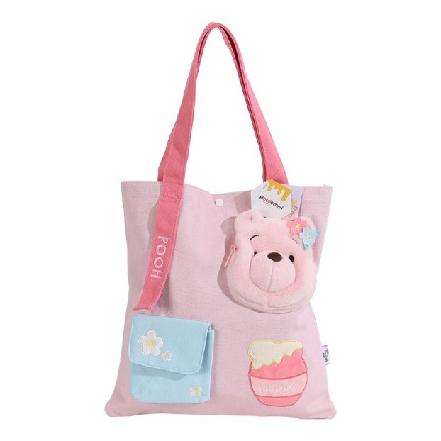 [ CHÍNH HÃNG ] Túi vải tote đeo vai chính hãng Disney nhân vật Lotso - Pooh