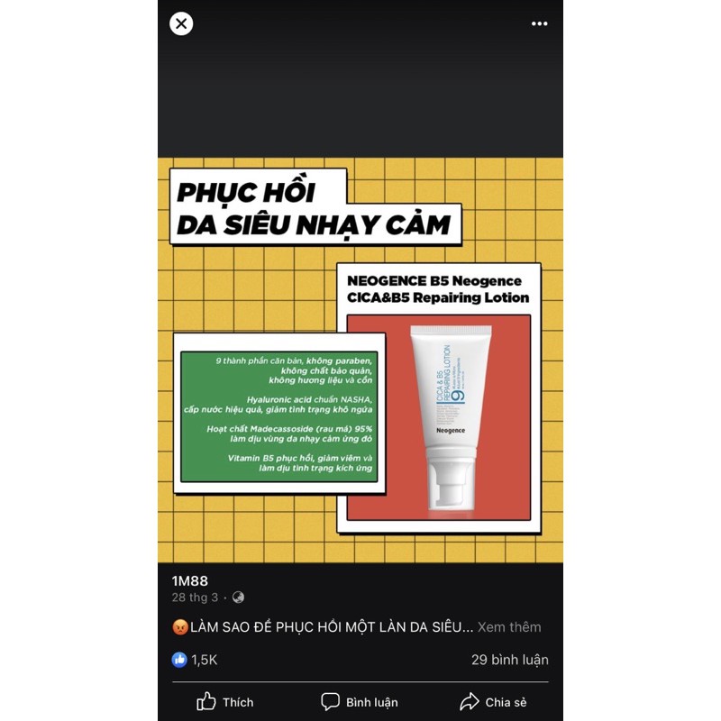 NEOGENCE CICA & B5 REPAIRING LOTION sữa dưỡng phục hồi