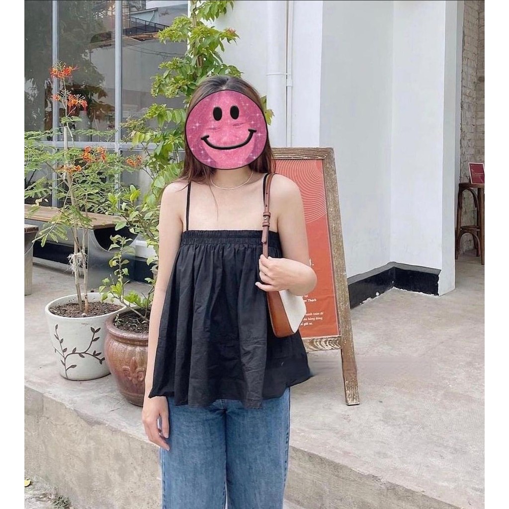 ÁO HAI DÂY CHUN LUNG HAI MÀU TRẮNG ĐEN