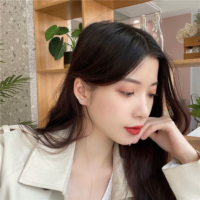 Khuyên tai bạc 925 đính ngọc trai nhân tạo phong cách Hàn Quốc cao cấp cho nữ