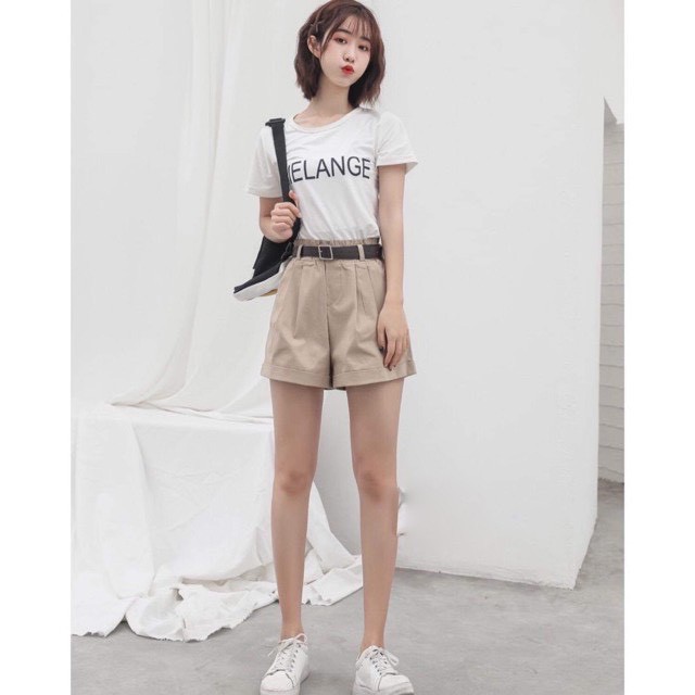 Quần shorts khaki 🦋 ống rộng chất vải thô mềm mặc thoải mái