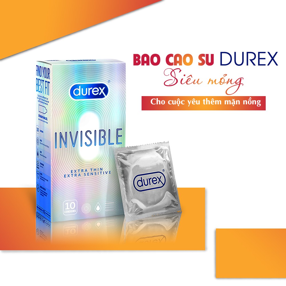 [COMBO 5 HỘP]Bao Cao Su Durex InViSiBLE (Hộp 10 cái)-Siêu Mỏng Ôm Khít-Kéo Dài Thời Gian Quan Hệ-An toàn Chính Hãng 100%