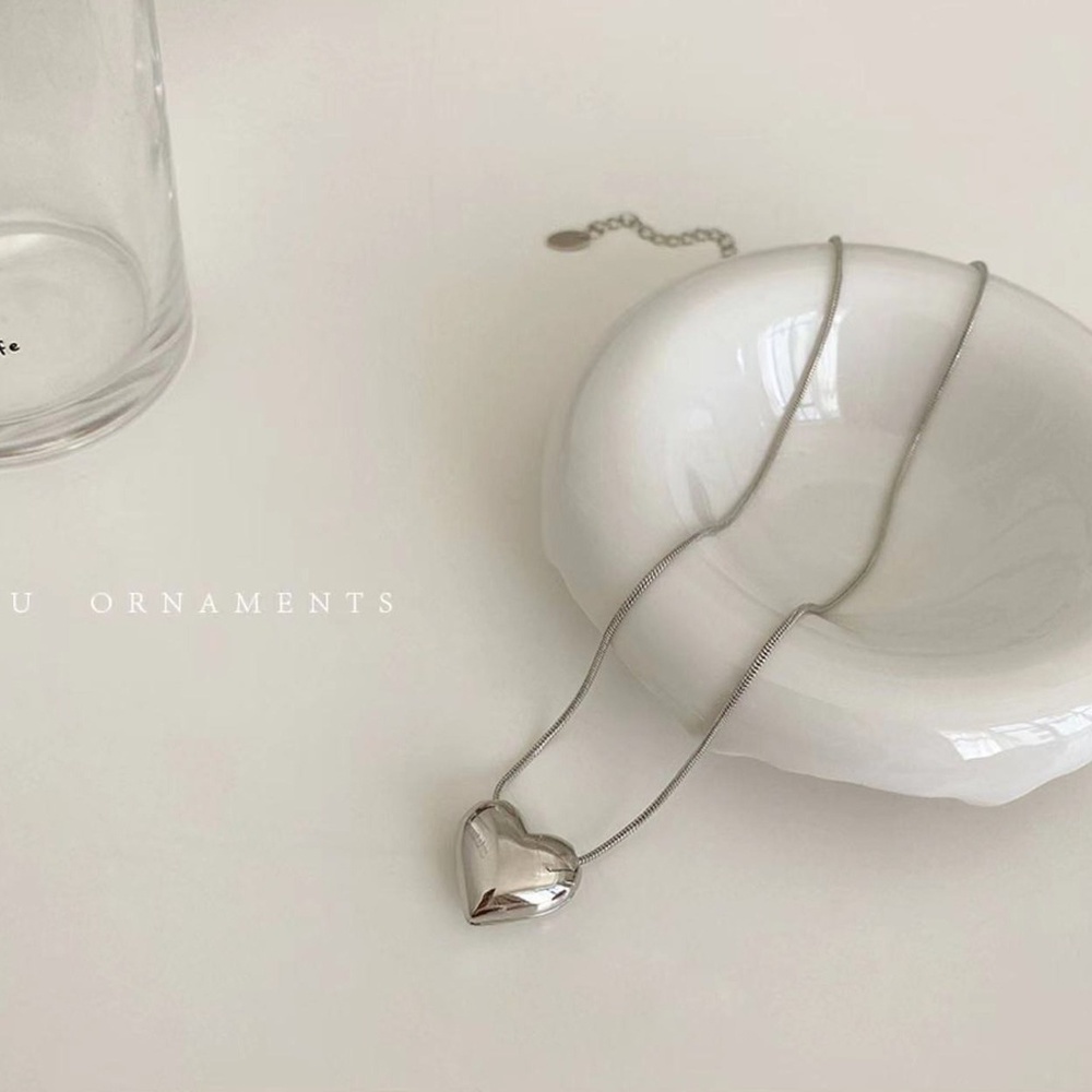 1 Vòng cổ Mặt Trái Tim Kim Loại Đơn Giản Thời Trang Dành Cho Nam Và Nữ