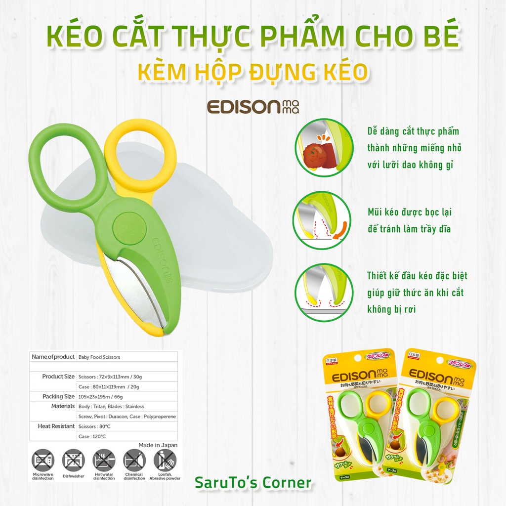 Kéo cắt thực phẩm cho Bé - Edison Mama Nhật Bản