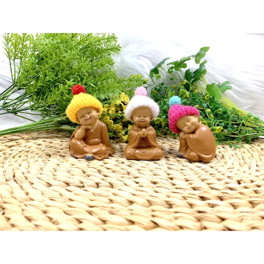 Bộ 3 Chú Tiểu Ấn Độ Hoan Hỉ Tài Lộc Nón Len ( Hình Thật + Video Thật )
