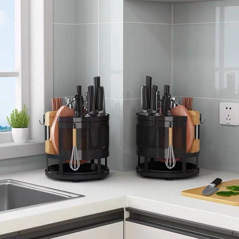 Kệ dao thớt xoay 360°. đồ dùng nhà bếp thông minh. có khay hứng nước. freeship