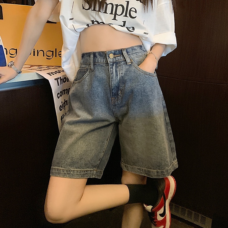 Quần Short Denim Dáng Rộng Thời Trang Mùa Hè Cá Tính Cho Nữ