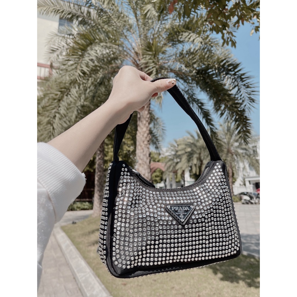 TÚI XÁCH NỮ PRADA BLING BLING KẸP NÁCH SP FULLBOX