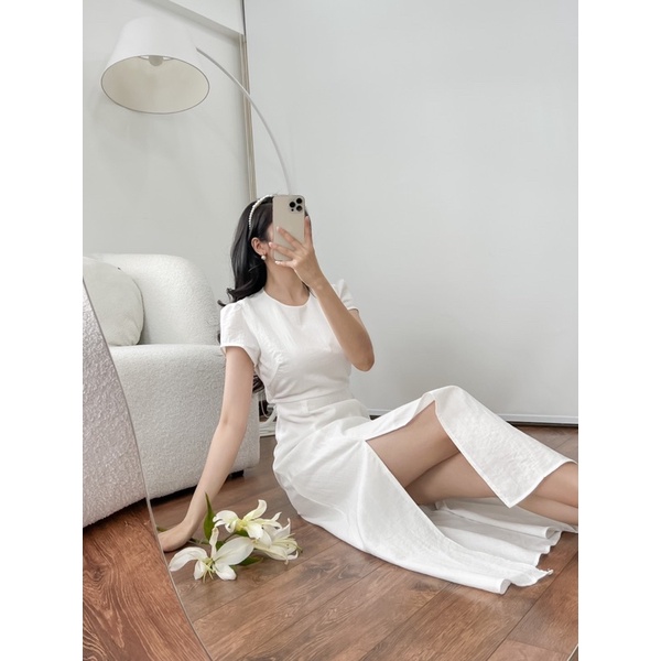 (Có bigsize) ĐẦM MIDORI XẺ TÀ CUTOUT KẾT NÚT 3M H8 🥰