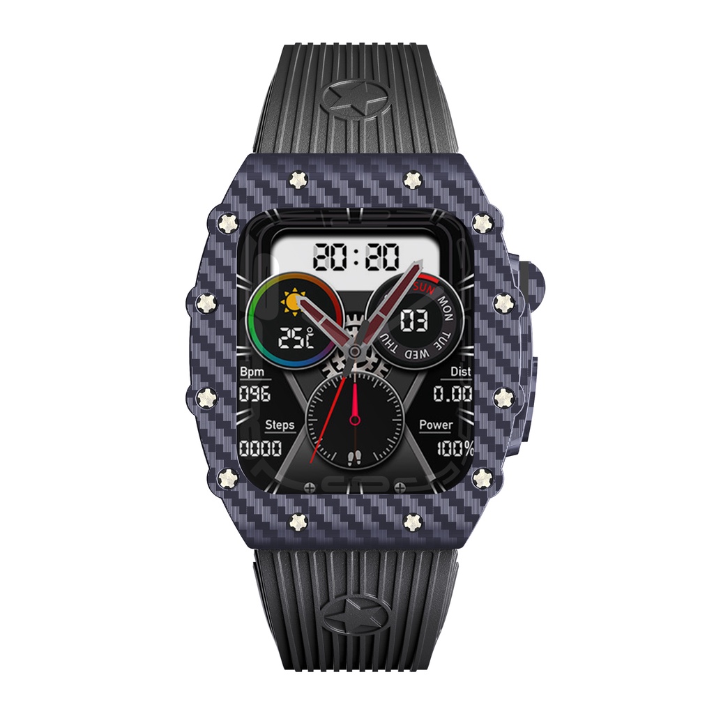 Ốp Bảo Vệ Bằng Thép Không Gỉ Sợi Carbon Sang Trọng Cho Apple Watch 8 7 6 5 4 SE 44mm 45mm