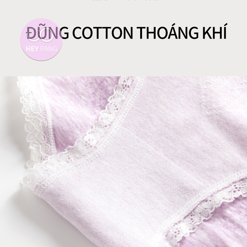 Quần lót nữ cotton viền ren thun gân co dãn tốt thấm hút mồ hôi HEYPANG VN040