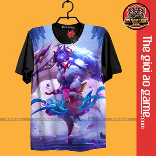 Áo LMHT , Áo Thun Liên Minh Huyền Thoại Kindred Unisex Nam Nữ Tay Ngắn Forn Rộng Vải / Thegioiaogame.com