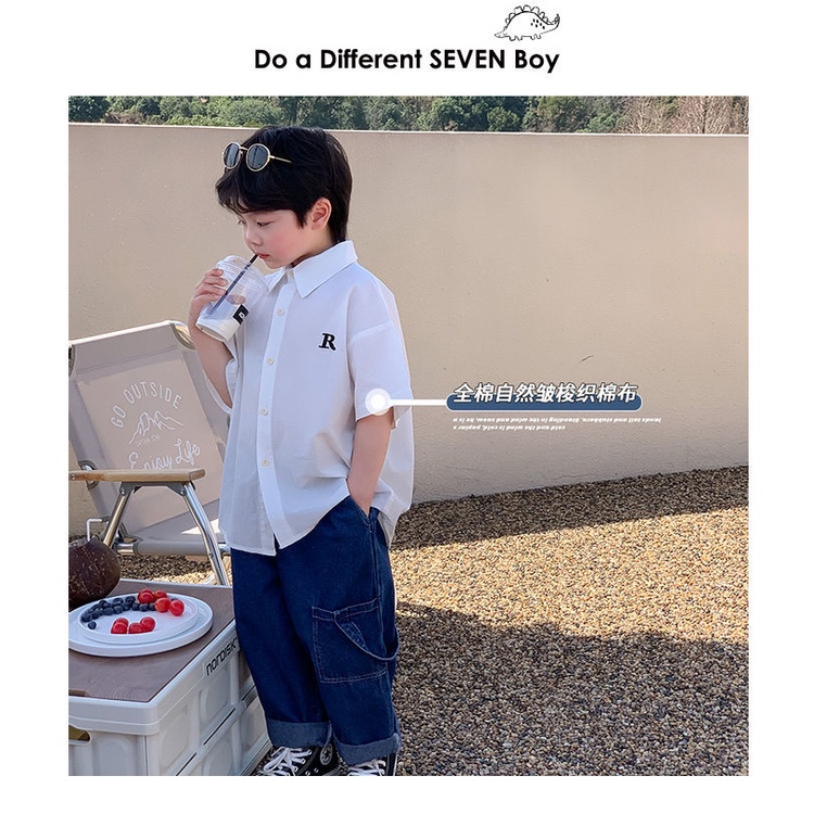 Áo Sơ Mi Mỏng Tay Ngắn Phong Cách Phương Tây Thời Trang Mùa Hè Mới Dành Cho Bé Trai 2022