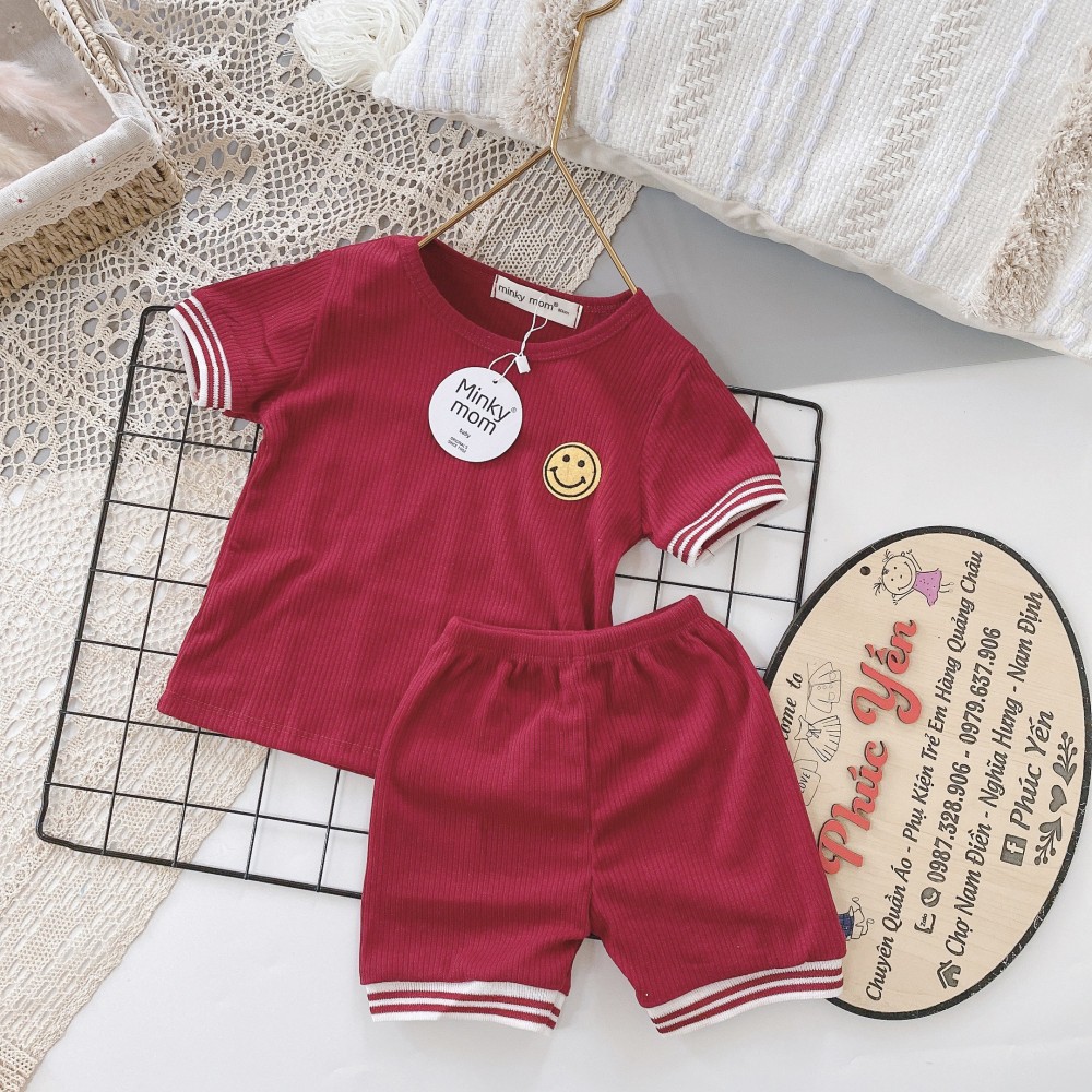 Sale !!! Bộ Cộc Gân Tăm Hàng Minky Mom Thêu Họa Tiết Mặt Cười Cho Bé_Super Sale (1331)