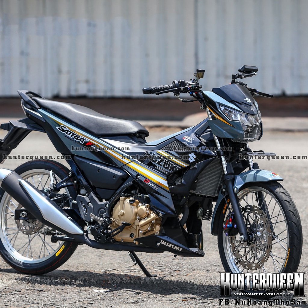 Tem rời cao cấp, ghép sọc vàng CROM, dán xe màu đen xám xi măng