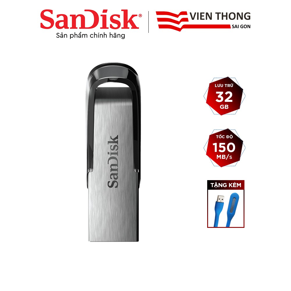 USB 3.0 SanDisk CZ73 32GB Ultra Flair upto 150MB/s tặng đèn LED - Hãng phân phối chính thức